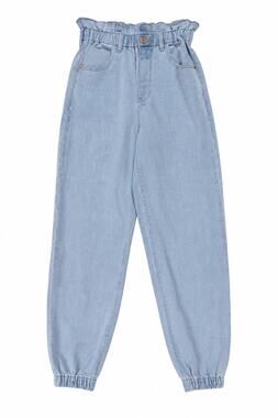 Express Super High Rise Supersoft Knit Denim Jogger Jeans Light Wash Size OR